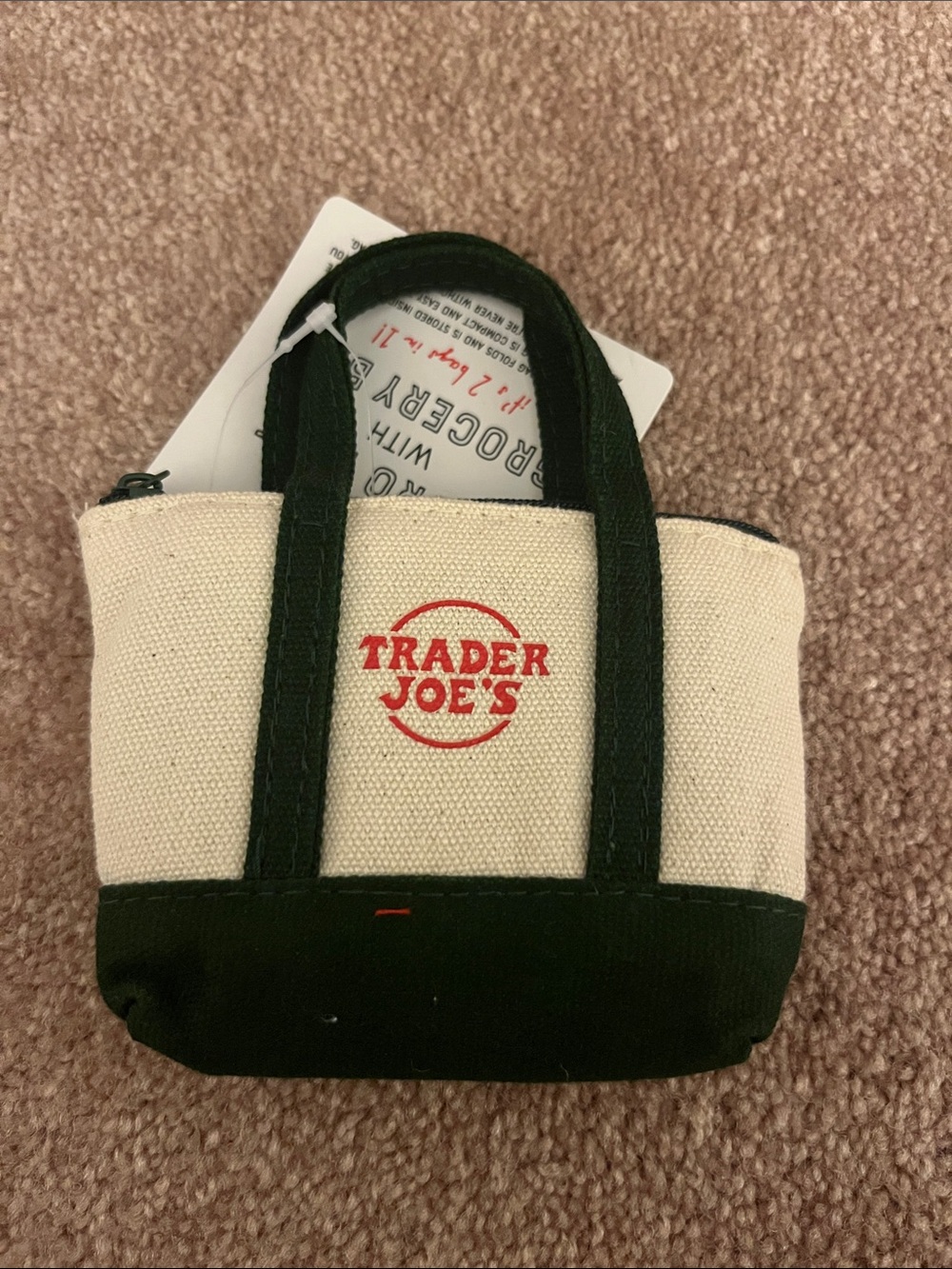 Trader Joe's Micro  Canvas Tote - Cream & green